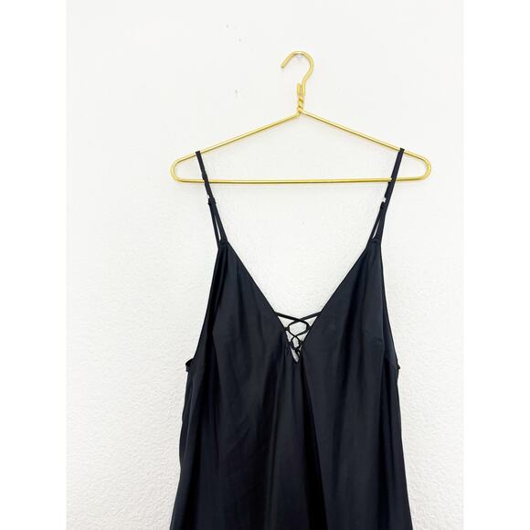Victoria’s Secret Black Satin Butterfly Midi Slip Dress Sz Large Y2K Whimsigoth - Picture 4 of 9